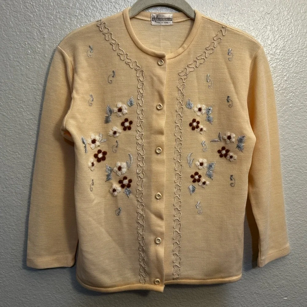 Vintage Monte Rosa, Mode de Paris | Embroidered cardigan with floral detailing - Picture 1 of 9
